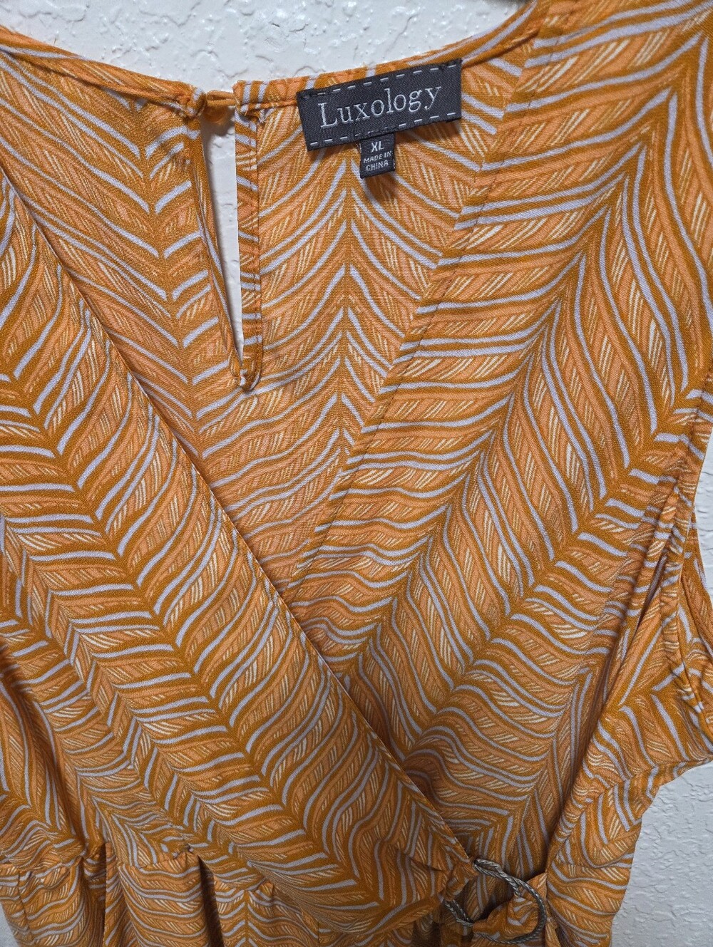 Sleeveless Orange Wide-Leg Wrap Jumpsuit - Picture 5 of 5